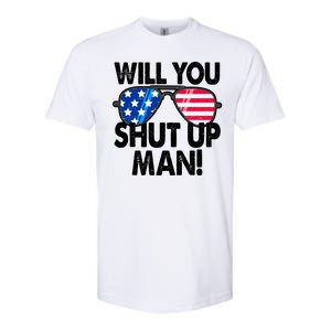 Will You Shut Up Man Biden Vs Trump Flag Sunglasses Softstyle CVC T-Shirt