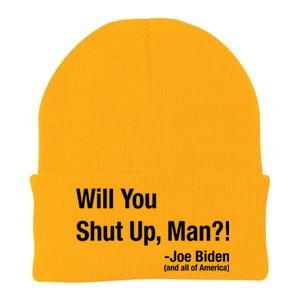 Will You Shut Up Man? Funny Biden Quote President Debate Knit Cap Winter Beanie