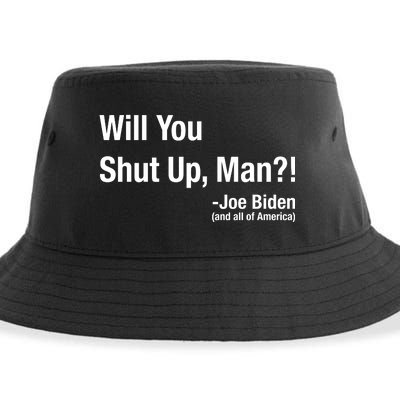 Will You Shut Up Man? Funny Biden Quote President Debate Sustainable Bucket Hat