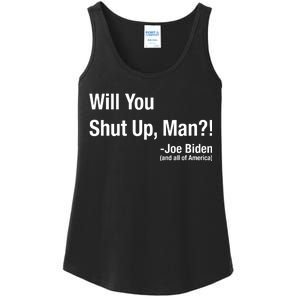 Will You Shut Up Man? Funny Biden Quote President Debate Ladies Essential Tank