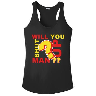 Will You Shut Up Man? Political Humor Ladies PosiCharge Competitor Racerback Tank