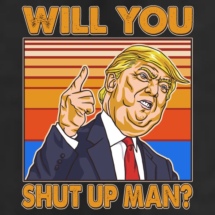 Will You Shut Up Man Trump Presidential Debate 7 Panel Mesh Trucker Snapback Hat