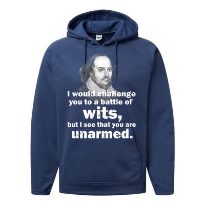 William Shakespeare Wits Quote Performance Fleece Hoodie