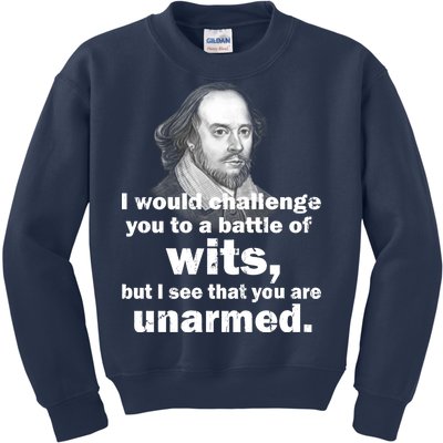 William Shakespeare Wits Quote Kids Sweatshirt