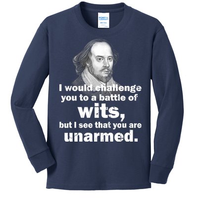 William Shakespeare Wits Quote Kids Long Sleeve Shirt