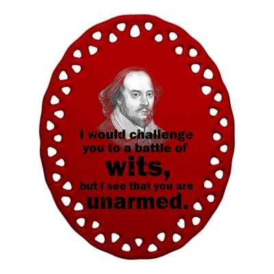 William Shakespeare Wits Quote Ceramic Oval Ornament