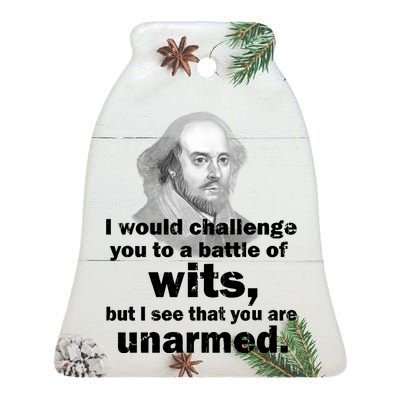 William Shakespeare Wits Quote Ceramic Bell Ornament