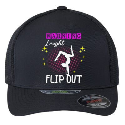 Warning I Might Flip Out Funny Gymnast Cheerleading Flexfit Unipanel Trucker Cap