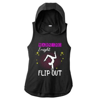 Warning I Might Flip Out Funny Cheerleading Ladies PosiCharge Tri-Blend Wicking Draft Hoodie Tank