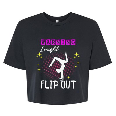 Warning I Might Flip Out Funny Cheerleading Bella+Canvas Jersey Crop Tee