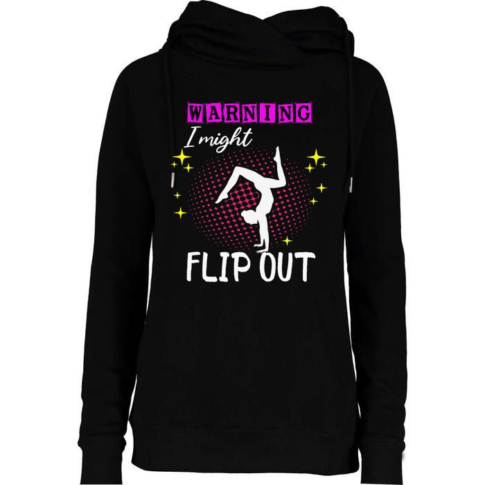 Warning I Might Flip Out Funny Cheerleading Womens Funnel Neck Pullover Hood