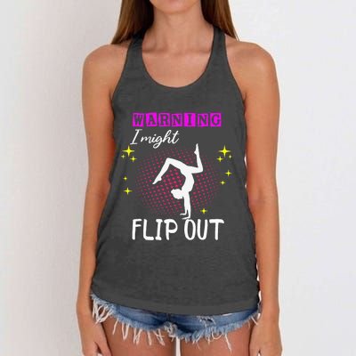 Warning I Might Flip Out Funny Cheerleading Women's Knotted Racerback Tank