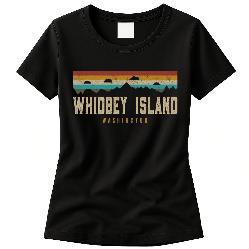 Whidbey Island Mountains Washington Hiking Outdoors Retro Womens T-Shirt