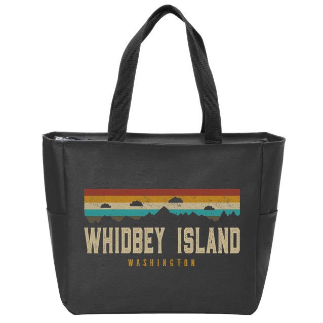 Whidbey Island Mountains Washington Hiking Outdoors Retro Zip Tote Bag