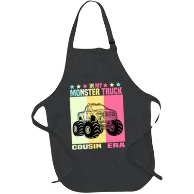 Wo In My Monster Trucks Cousin Era Groovy Family Matching Full-Length Apron With Pockets