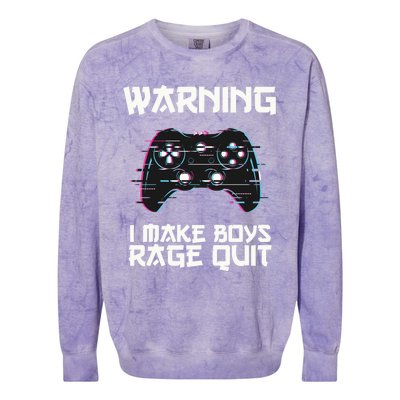 Warning I Make Rage Quit Funny Gamer Cool Gift Colorblast Crewneck Sweatshirt