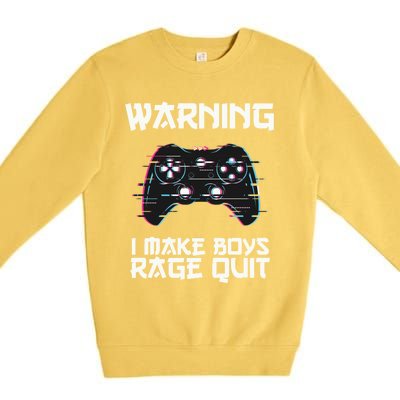 Warning I Make Rage Quit Funny Gamer Cool Gift Premium Crewneck Sweatshirt