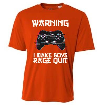 Warning I Make Rage Quit Funny Gamer Cool Gift Cooling Performance Crew T-Shirt