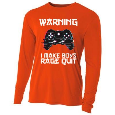 Warning I Make Rage Quit Funny Gamer Cool Gift Cooling Performance Long Sleeve Crew