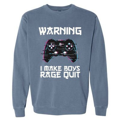 Warning I Make Rage Quit Funny Gamer Cool Gift Garment-Dyed Sweatshirt