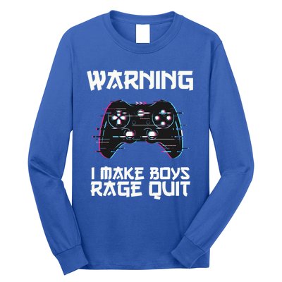 Warning I Make Rage Quit Funny Gamer Cool Gift Long Sleeve Shirt