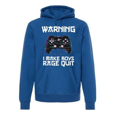 Warning I Make Rage Quit Funny Gamer Cool Gift Premium Hoodie