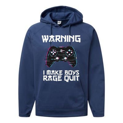 Warning I Make Rage Quit Funny Gamer Cool Gift Performance Fleece Hoodie