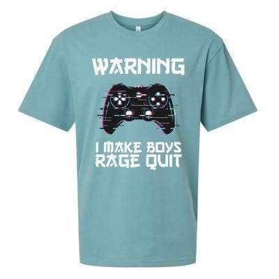 Warning I Make Rage Quit Funny Gamer Cool Gift Sueded Cloud Jersey T-Shirt