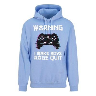 Warning I Make Rage Quit Funny Gamer Cool Gift Unisex Surf Hoodie