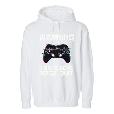 Warning I Make Rage Quit Funny Gamer Cool Gift Garment-Dyed Fleece Hoodie