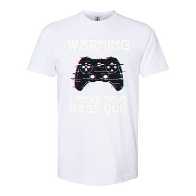 Warning I Make Rage Quit Funny Gamer Cool Gift Softstyle CVC T-Shirt