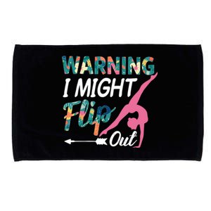 Warning I Might Flip Out Gymnastics Flower Gift Microfiber Hand Towel