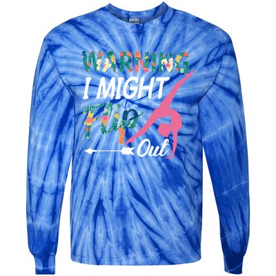 Warning I Might Flip Out Gymnastics Flower Gift Tie-Dye Long Sleeve Shirt