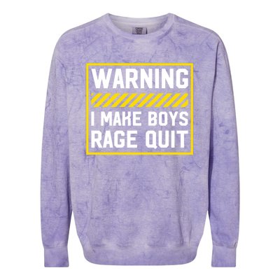 Warning I Make Rage Quit Gaming Gamer Games Cool Gift Colorblast Crewneck Sweatshirt