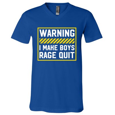 Warning I Make Rage Quit Gaming Gamer Games Cool Gift V-Neck T-Shirt