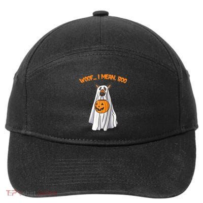 Woof I Mean Boo German Shepherd Dog Ghost Funny Halloween Raglan Baseball Tee 7-Panel Snapback Hat