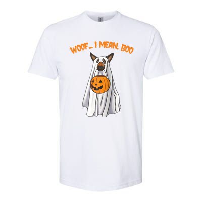 Woof I Mean Boo German Shepherd Dog Ghost Funny Halloween Raglan Baseball Tee Softstyle® CVC T-Shirt