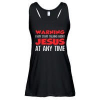 Warning I May Start Talking About Jesus Ladies Essential Flowy Tank