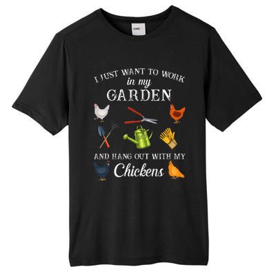 Work In My Garden Hangout With My Chickens Funny Gardening Tall Fusion ChromaSoft Performance T-Shirt