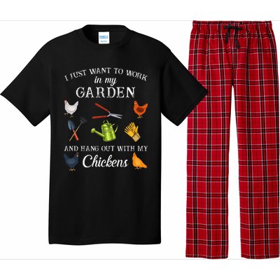 Work In My Garden Hangout With My Chickens Funny Gardening Pajama Set