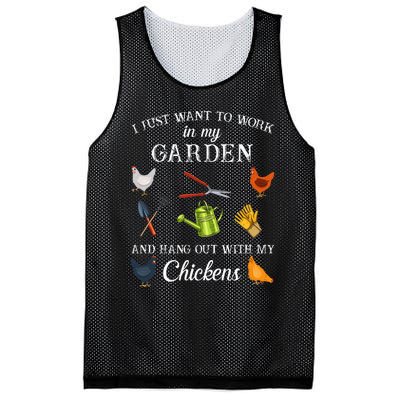 Work In My Garden Hangout With My Chickens Funny Gardening Mesh Reversible Basketball Jersey Tank