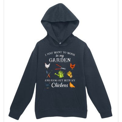 Work In My Garden Hangout With My Chickens Funny Gardening Urban Pullover Hoodie