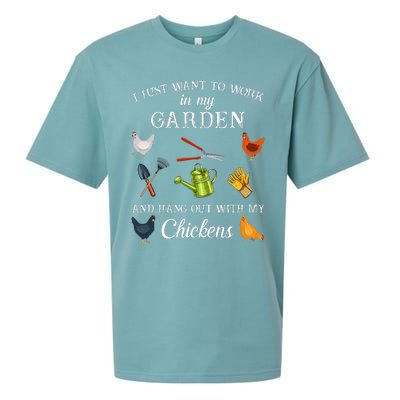 Work In My Garden Hangout With My Chickens Funny Gardening Sueded Cloud Jersey T-Shirt