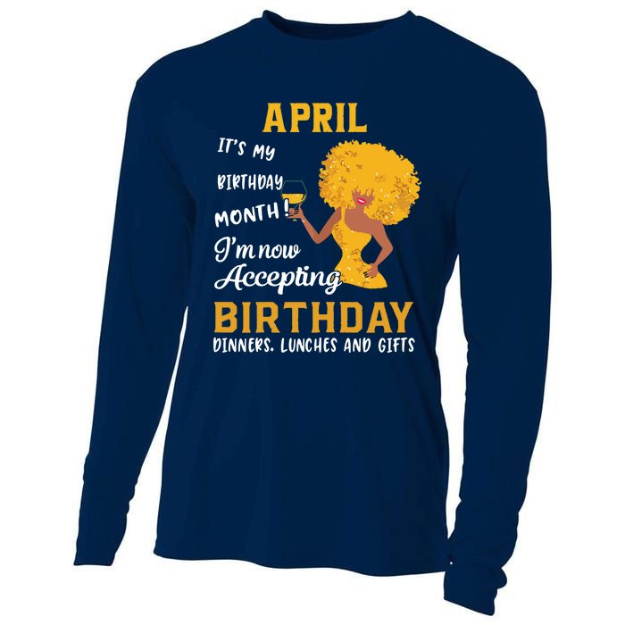 Womens Its My Birthday Shirts Black Women April Aries Taurus Gifts Cooling Performance Long Sleeve Crew