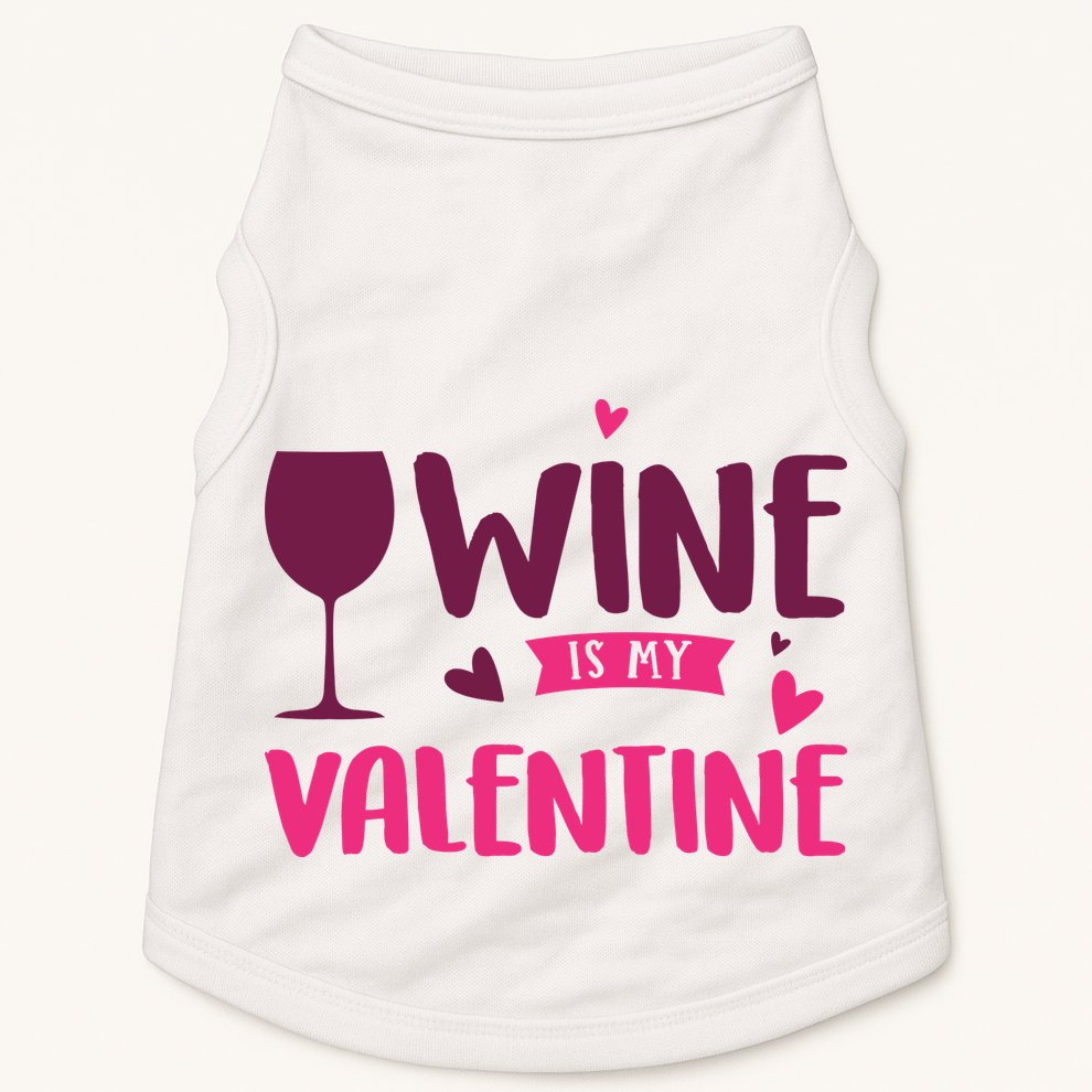 Wine Is My Valentine Funny Holiday Doggie Tank