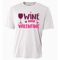 Wine Is My Valentine Funny Holiday Cooling Performance Crew T-Shirt