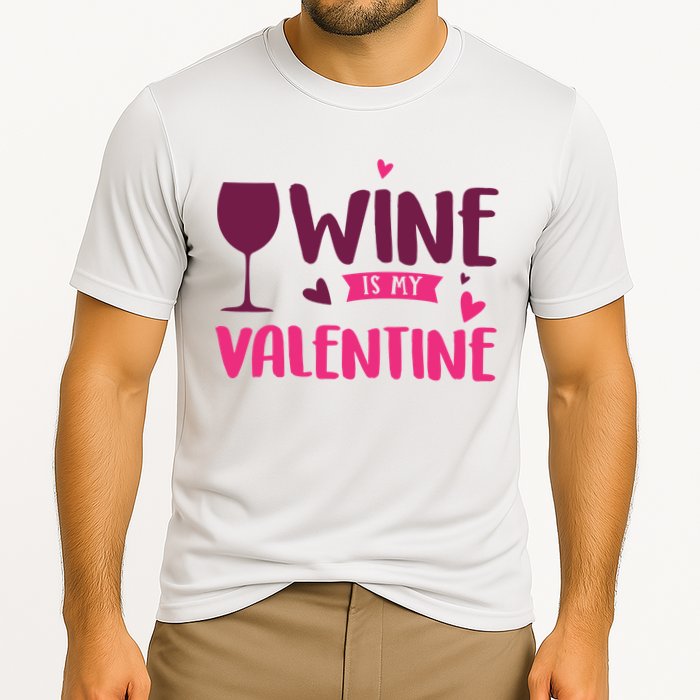 Wine Is My Valentine Funny Holiday Cooling Performance Crew T-Shirt