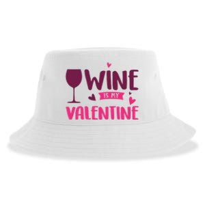 Wine Is My Valentine Funny Holiday Sustainable Bucket Hat