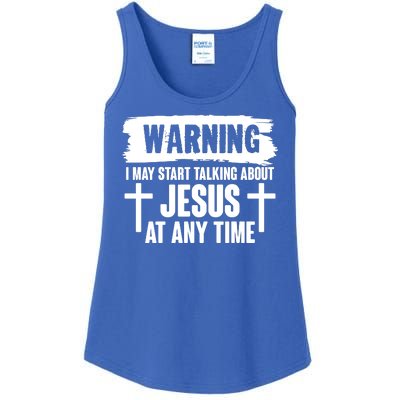 Warning I May Start Talking About Jesus At Any Time Ladies Essential Tank