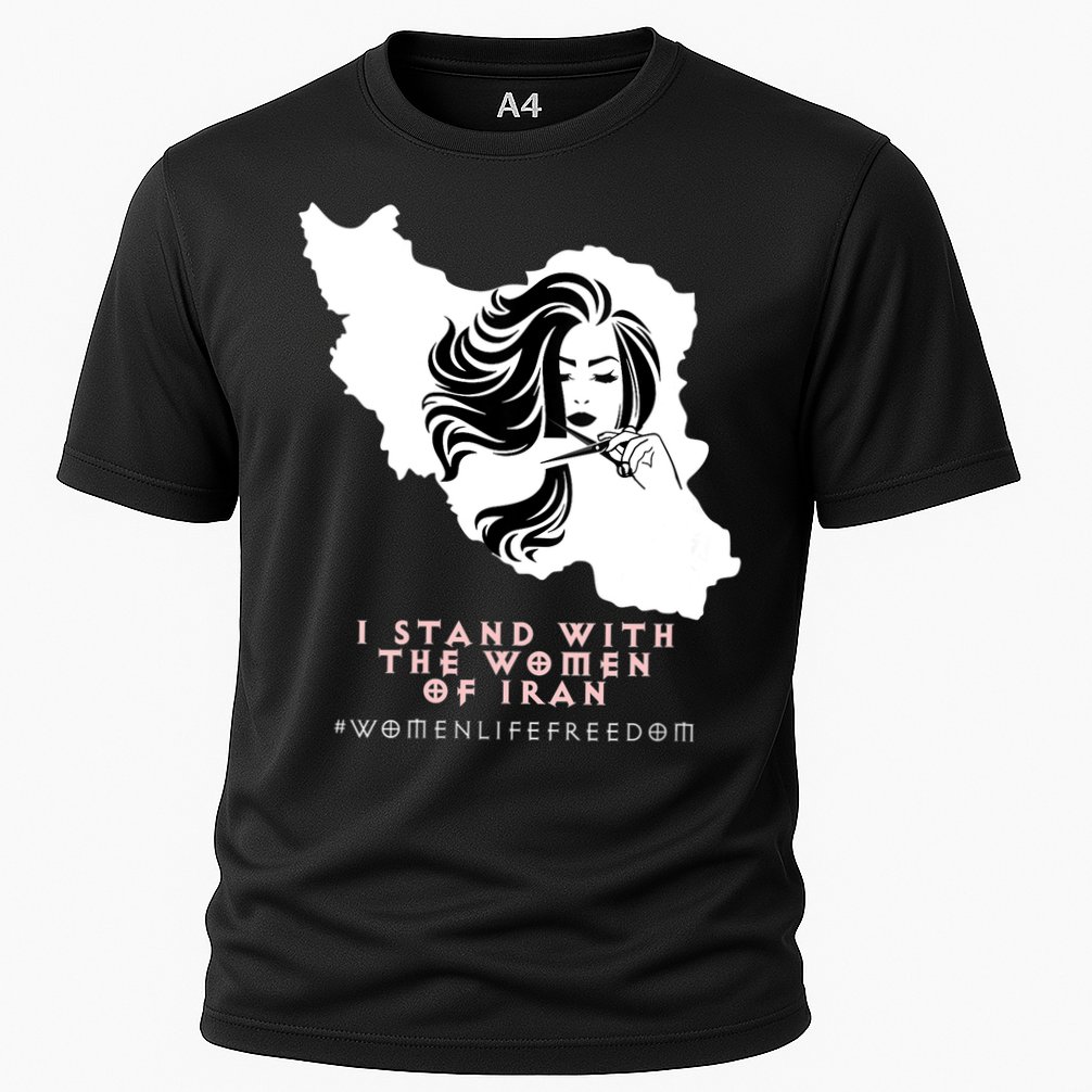 Womens Iran Map, I STAND WITH WOMEN OF IRAN Support Iranian Women Cooling Performance Crew T-Shirt